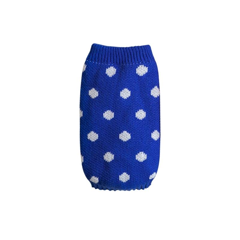 

Зимние свитера для щенков, маленьких и средних собак, кошек, вязаная одежда в горошек, теплый эластичный жилет для питомцев чихуахуа, мягкая ветрозащитная куртка S синий
