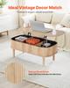 1000 Mm Lift Top Coffee Table, Fluted Oval Coffee Table with 3 Hidden Compartment, Mid Century Wooden Oval Center Desk with Storage, Lift Up Tabletop