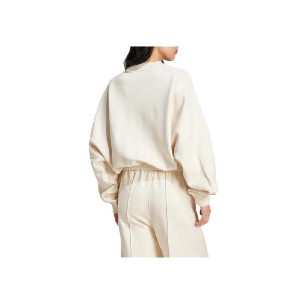 Adidas Originals Essential Premium Essentials Oversized Sports Sweatshirt Ribbed Crewneck Women Sweatshirt Undyed IZ0291