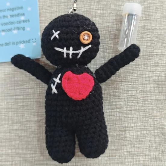 Positive Voodoo-Puppe Emotionale Unterstützung Voodoo-Puppe mit Nadeln Gehäkelte Voodoo-Puppe Inspirierendes Geschenk für Freunde Kollegen Stressabbau