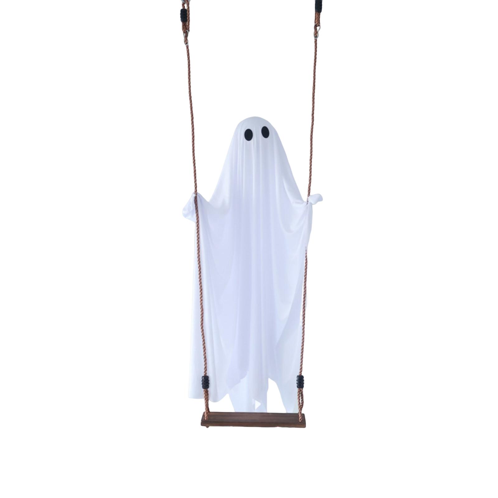 Halloween Swing Ghost Hanging Decoration Glowing Ghost Outdoor Yard Prop Ghost Swing Suitable for Sitting Halloween Yard Decor One Size