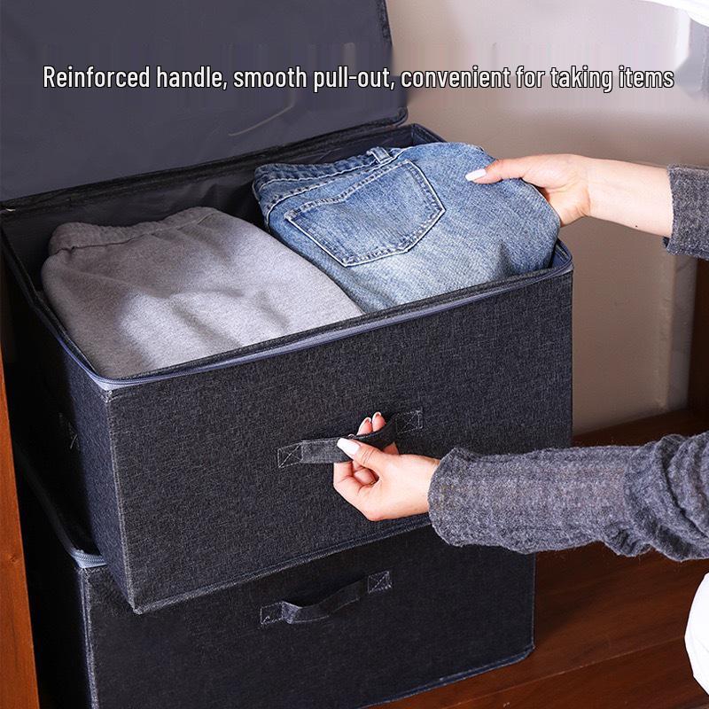 Household Flip-Top Cationic Storage Box with Lock, Large Capacity Wardrobe and Bedroom Clothes Organizer