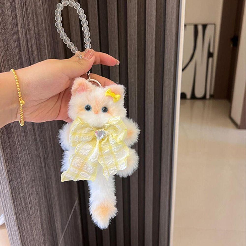 Kawaii Twisty Stick Little Cat Pendant Plush Kitten Pendant Material Package  Girls Children Toys