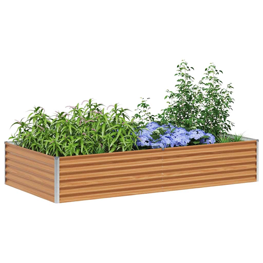 Raised Bed Light Brown 195 X 100 X 36 Cm Galvanized Steel