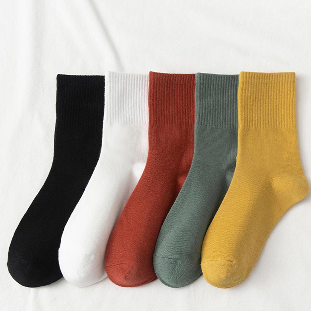 

Набор из 5 пар высококачественных носков Женские повседневные деловые чулки Однотонные Весна Лето Черные Белые носки Удобные для женщин
