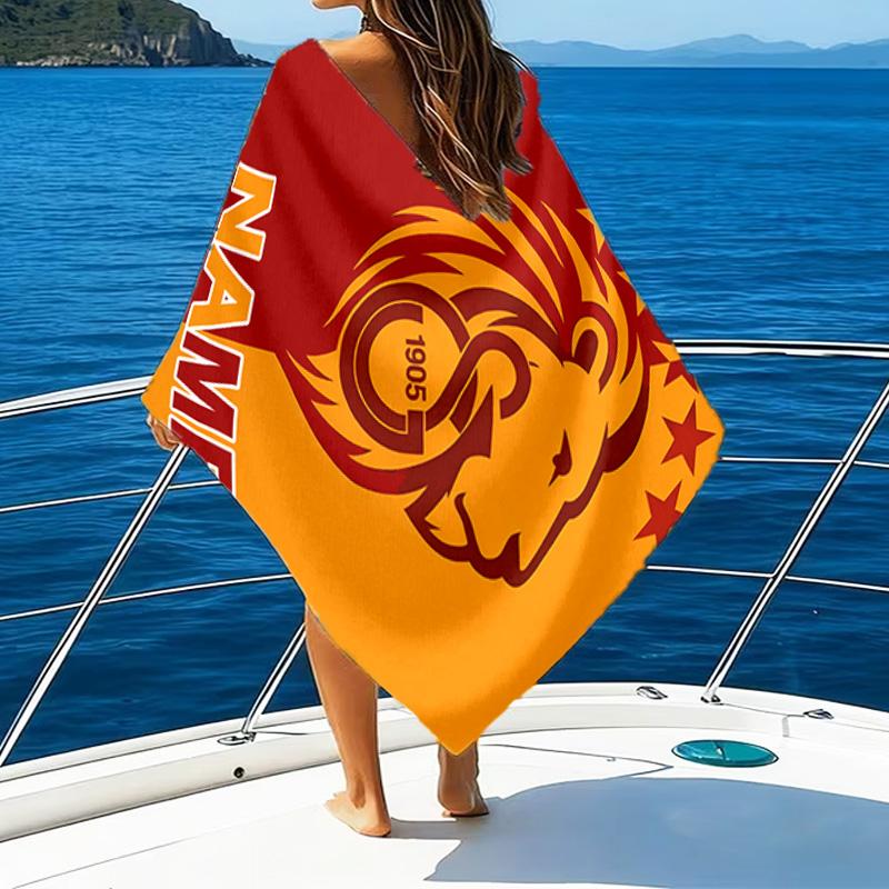 1pc Football6 Beach Towel with Custom Name, Beach/Swimming/Bath/Picnic/Camping Towel, Suitable for Seaside Beaches