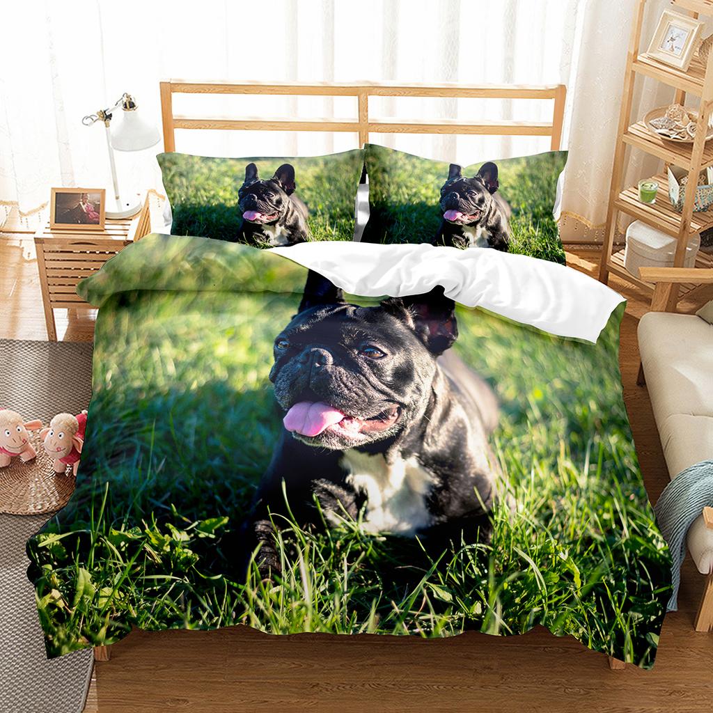 Zestaw poszewek na kołdrę French Bulldog Cute Dog Poliester Poszewka na kołdrę Twin Full Size Dla dzieci nastolatków dorosłych Wystrój sypialni Zestaw pościeli