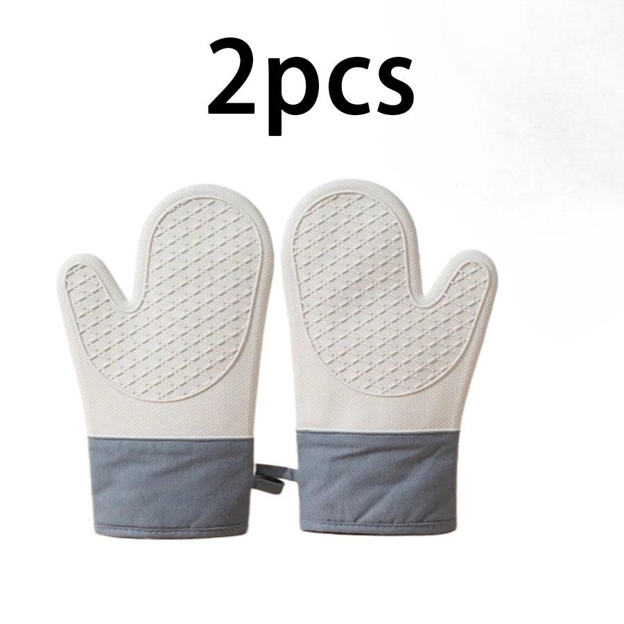 2Pcs Oven Gloves Silicone Thicken High Temperature Resistant Anti-burn Microwave Silicone Non-slip Gloves Kitchen Baking Mitt