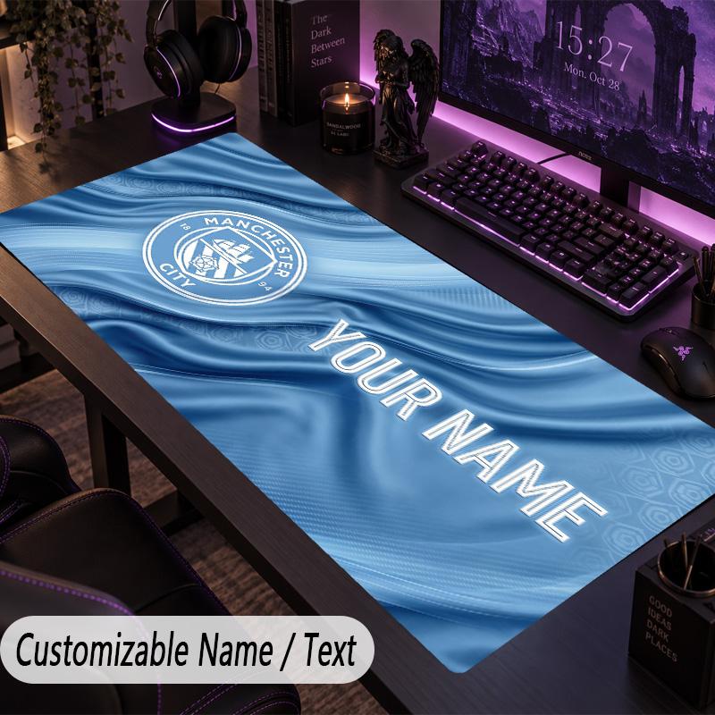 Custom Text Big Mousepad, Extended Desk Pad For Laptop Work GameManchester City