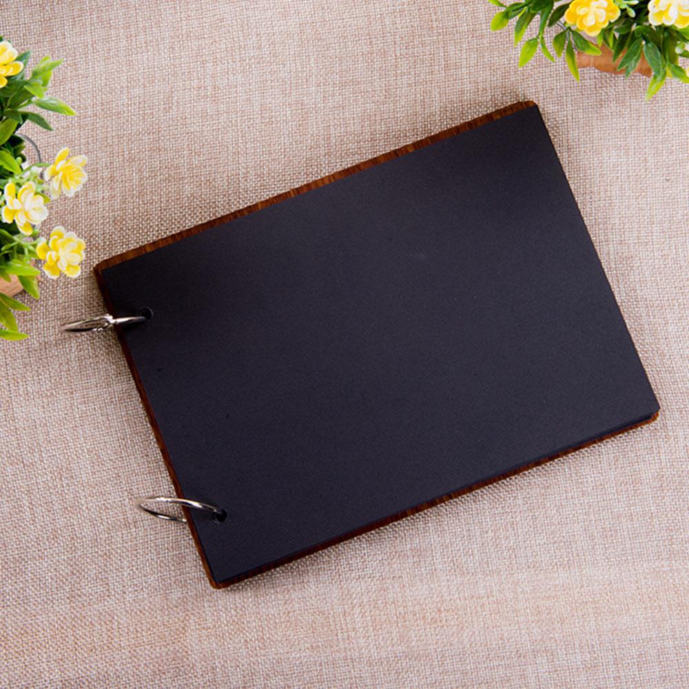 Photo Album Black Pages 8 Inch Wood Scrapbook DIY for Valentines Baby Lovers Anniversary Day Birthday Christmas Gift