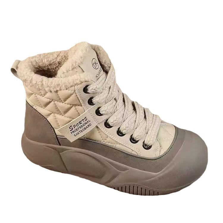 Popular leather snow boots women's winter 2025 new velvet thickened warm large cotton shoes platform short boots cotton boots