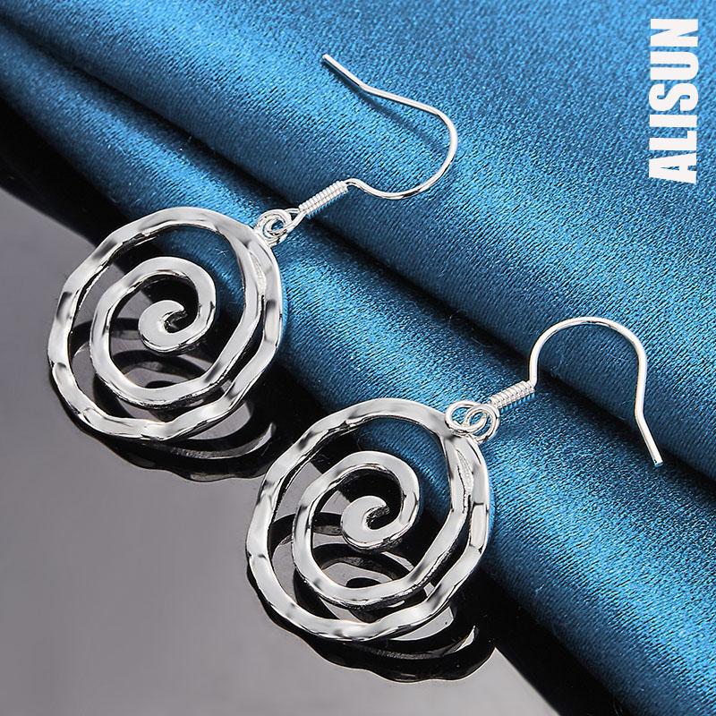925 Sterling Silber Runde Spirale Piercing Ohrringe Modischer Hochzeitsschmuck
