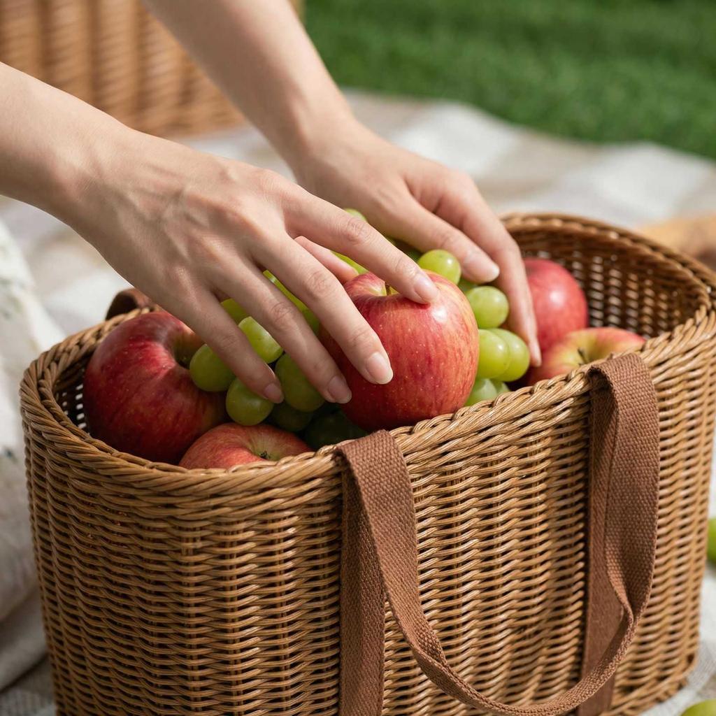Geflochtener Obstkorb, Supermarkt-Einkaufskorb, Picknickkorb