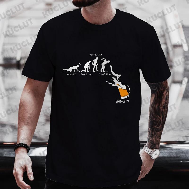 Men's T-shirts Friday Beer Funny Graphic Y2k Tops Weekend Drinking Day Party Tees Plus Size Matching Shirts Outfit Streetwear