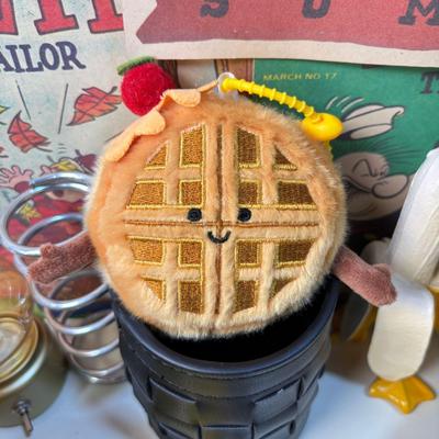 Cartoon Waffle Plush Keychain Toy - Amusement Park Gift Ornament
