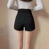 2025 Summer Plus Size High Waist Black A-Line Wide Leg Shorts for Women