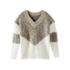 Women S V Neck Leopard Print Loose Knit Sweater Autumn Winter