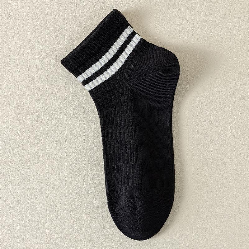 Summer Thin Mesh Double-bar Striped Boneless Sports Socks for Women That Won't Fall Off