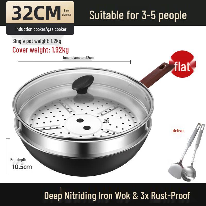 Handun Fine Iron Flat-Bottom Wok