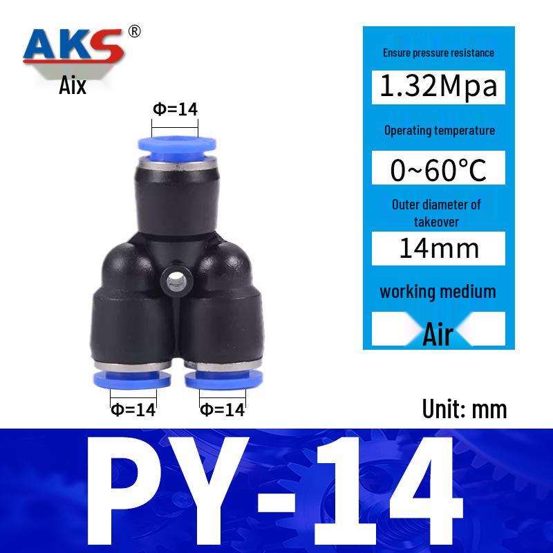 Pneumatic Nylon Air Hose Quick Connect Fittings: PU Straight, PY 5-Way, Cross 4-Way, PZA 3-Way, PE Connector with White/Blue Cap