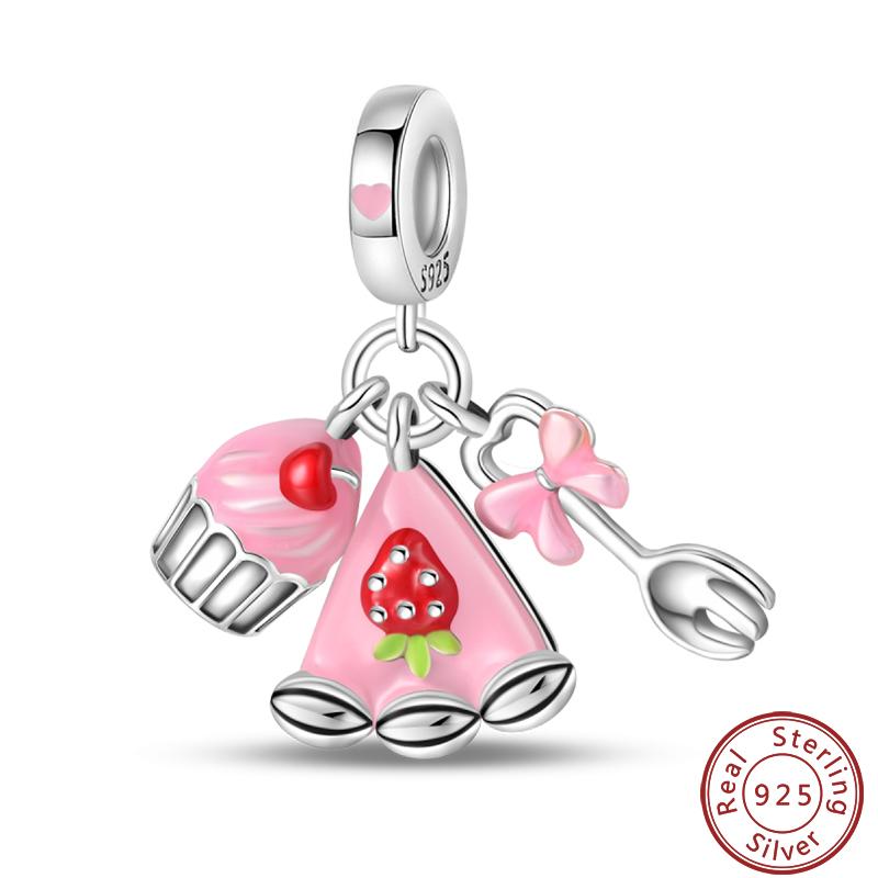 Copper Strawberry Pineapple Avocado Fruit Dessert Series Sweet Charms Beads 3Mm Diy Gift Fine Jewelry