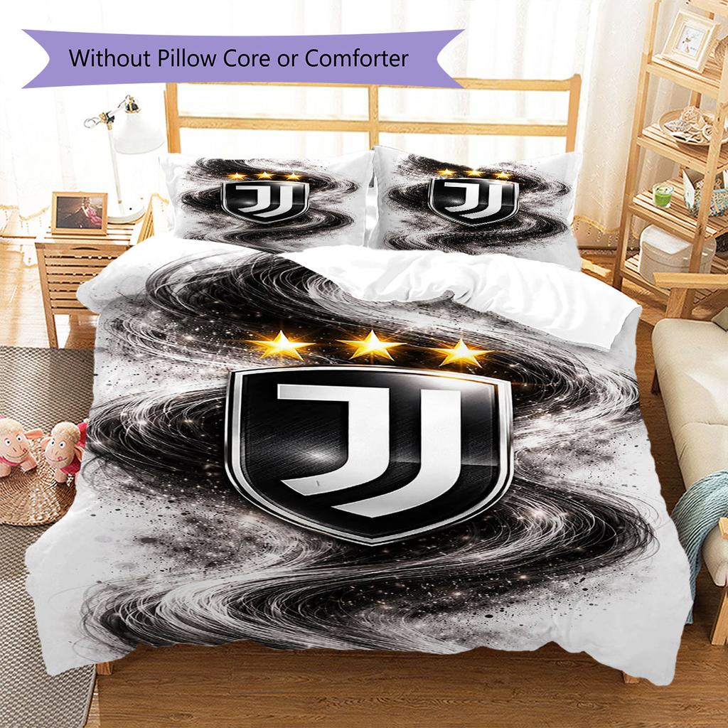 Juventus Football Club Pattern Bedding,Quilt Set Quilt Cover Pillowcase Home Birthday Gift(1 * Duvet Cover + 2 * Pillowcase, Without Core)