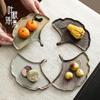 Xiangchong Ceramic Gilded Ginkgo Leaf Serving Plate