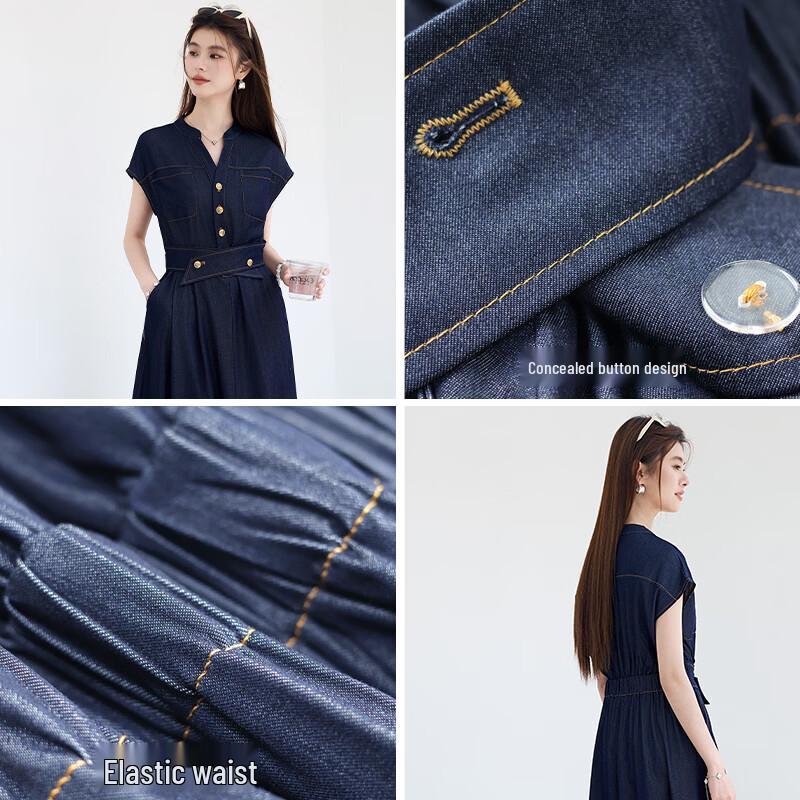 VICTORIA&VERA Faux Denim Midi Dress
