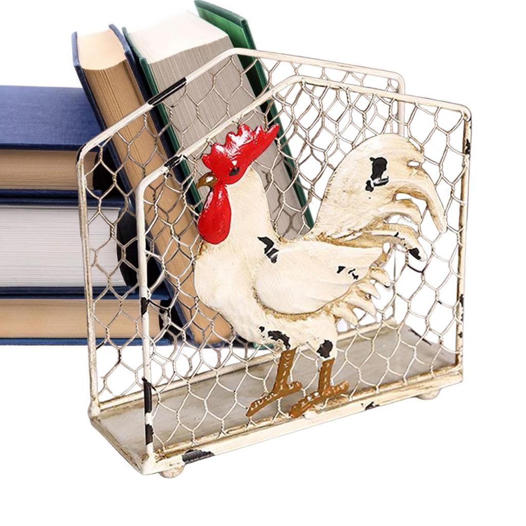 Rustic Rooster Decor Box Dispenser Creative Cocktail Napkin Holder Iron Wired Napkin Holder For Dining Bathroom Kitchen