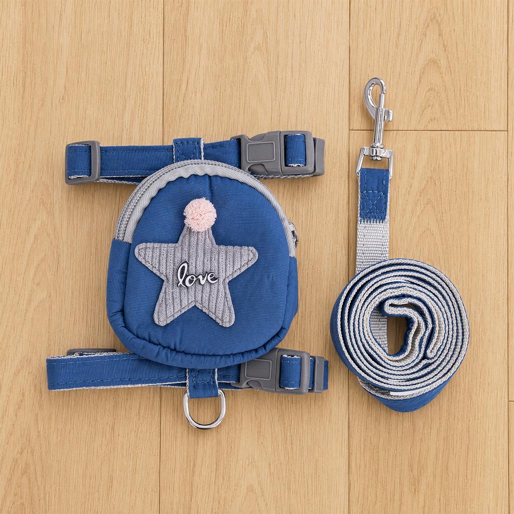 2 in 1 Dog Harness with Removable Backpack Leash Adjustable Chest Strap Small Puppy Outdoor