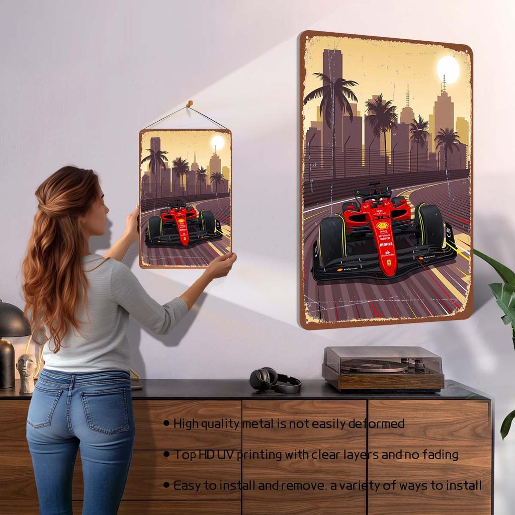 Charles Leclerc Rennfahrer Poster F1 Rennsport Metallschilder Wandkunst Wandbild Benutzerdefinierte Blechschilder für Wandkunst Dekoration Vintage Metallschild