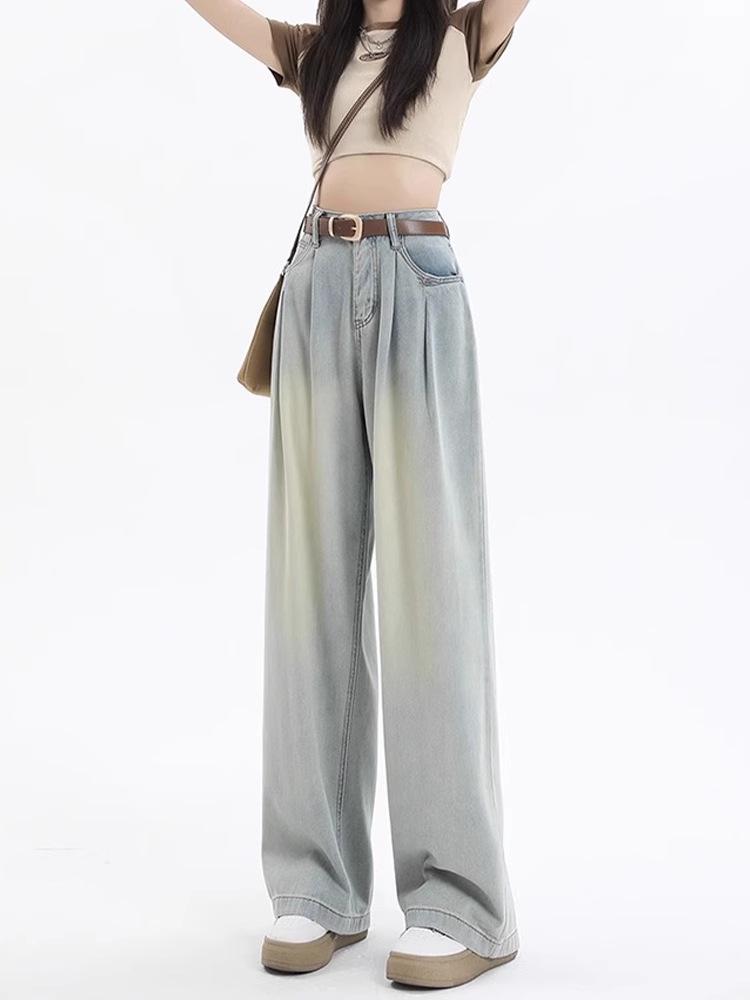 

Женские джинсы с высокой талией в стиле ретро, синего цвета - осенне-зимние, облегающие, свободного кроя, с широкими штанинами, идеально подходят для фигуры типа груша . 5XL