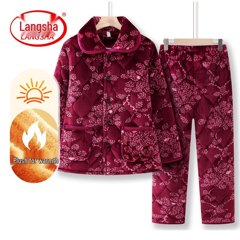 Langsha Women's Winter Thermal Fleece Pajama Set