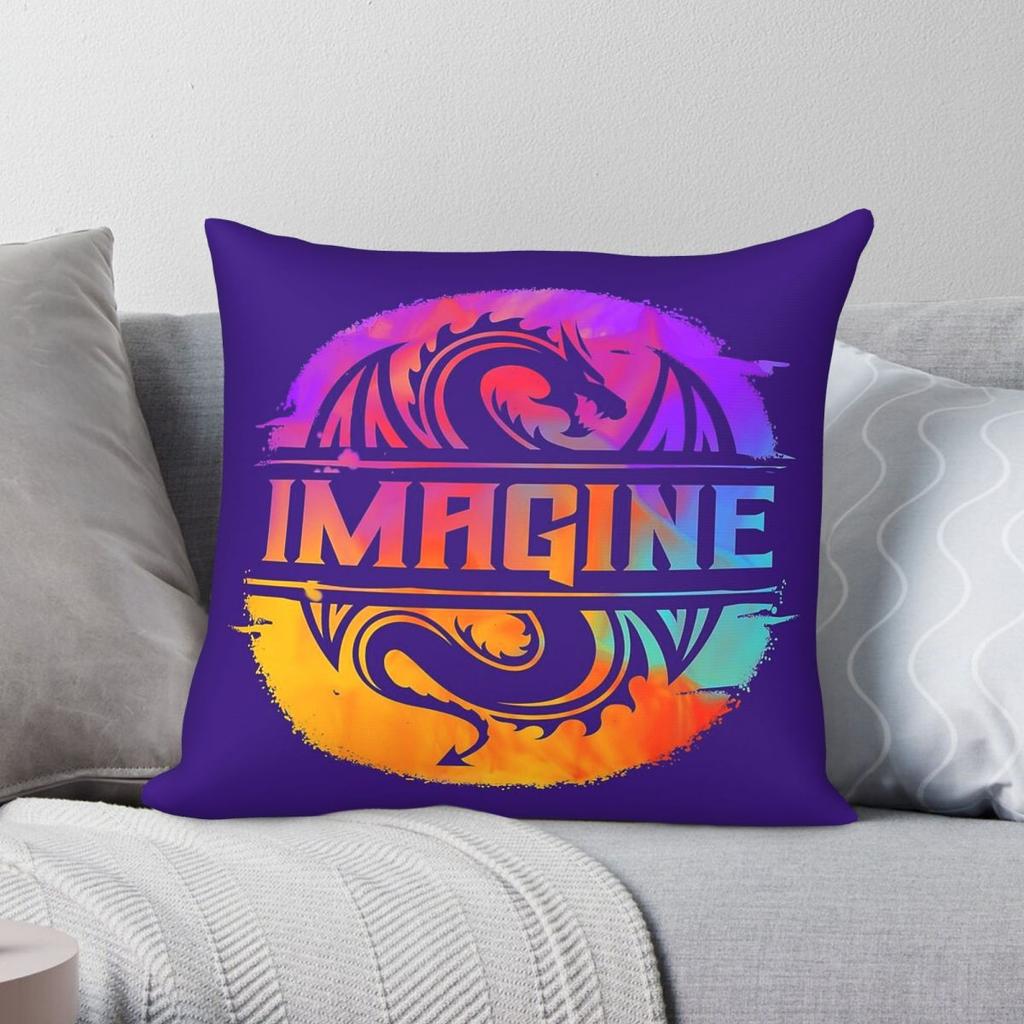 Imagine The Dragon Square Pillowcase Polyester Linen Velvet Pattern Zip Decor Pillow Case Car Cushion Case