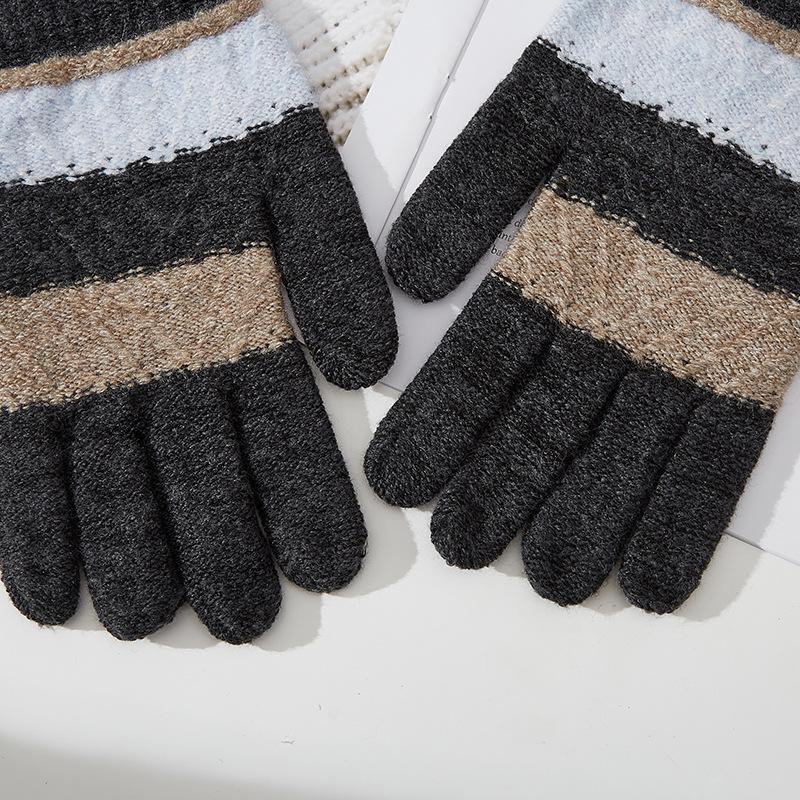 Men's Purl Knitted Thermal Gloves Wool New Style Cold-proof Cycling