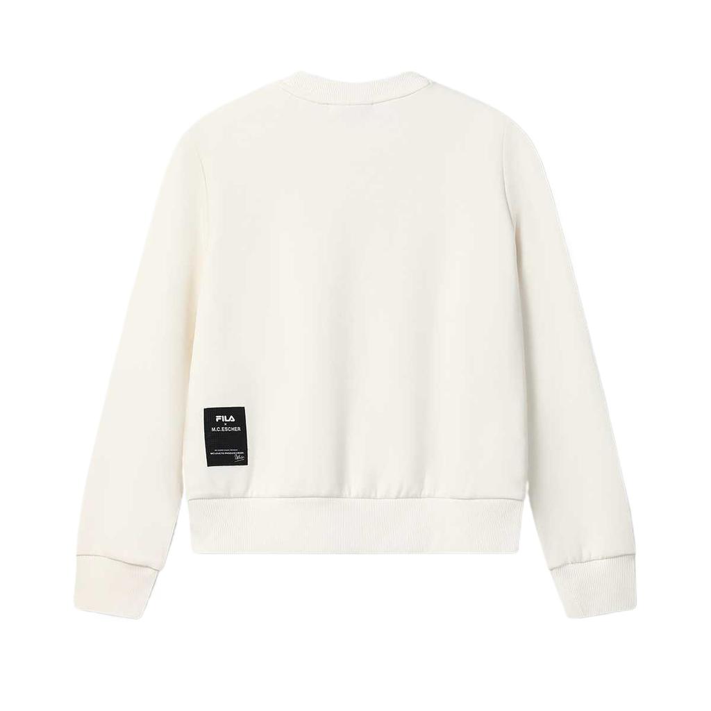 FILA Heritage Long Sleeve Loose Comfortable Sweatshirt Women tops Sugar-White F11W548230FIV