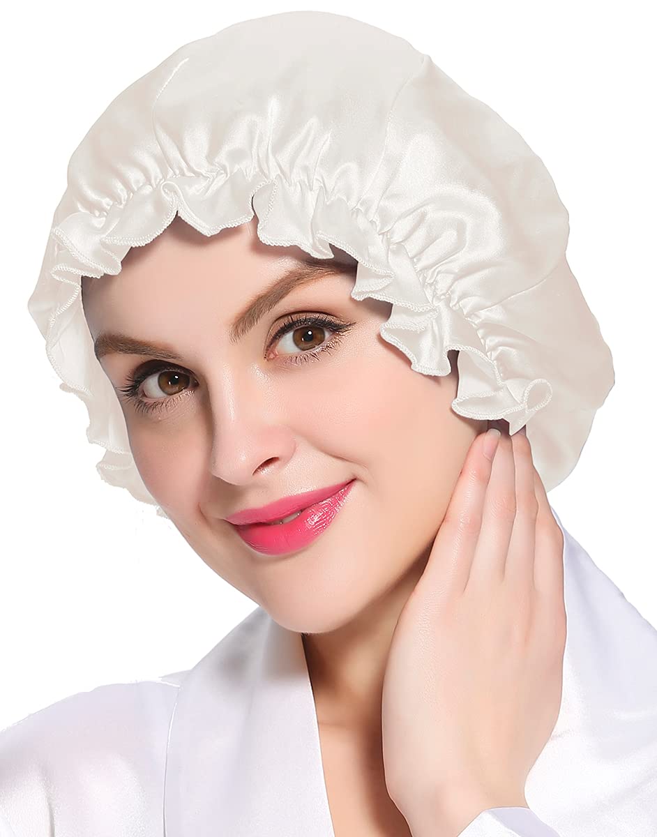

19 momme natural silk silk night cap prevents split moisturizes beautiful for long sleep hair for for postpartum use [LilySilk] 100% ends, hair, hair, слоновая кость