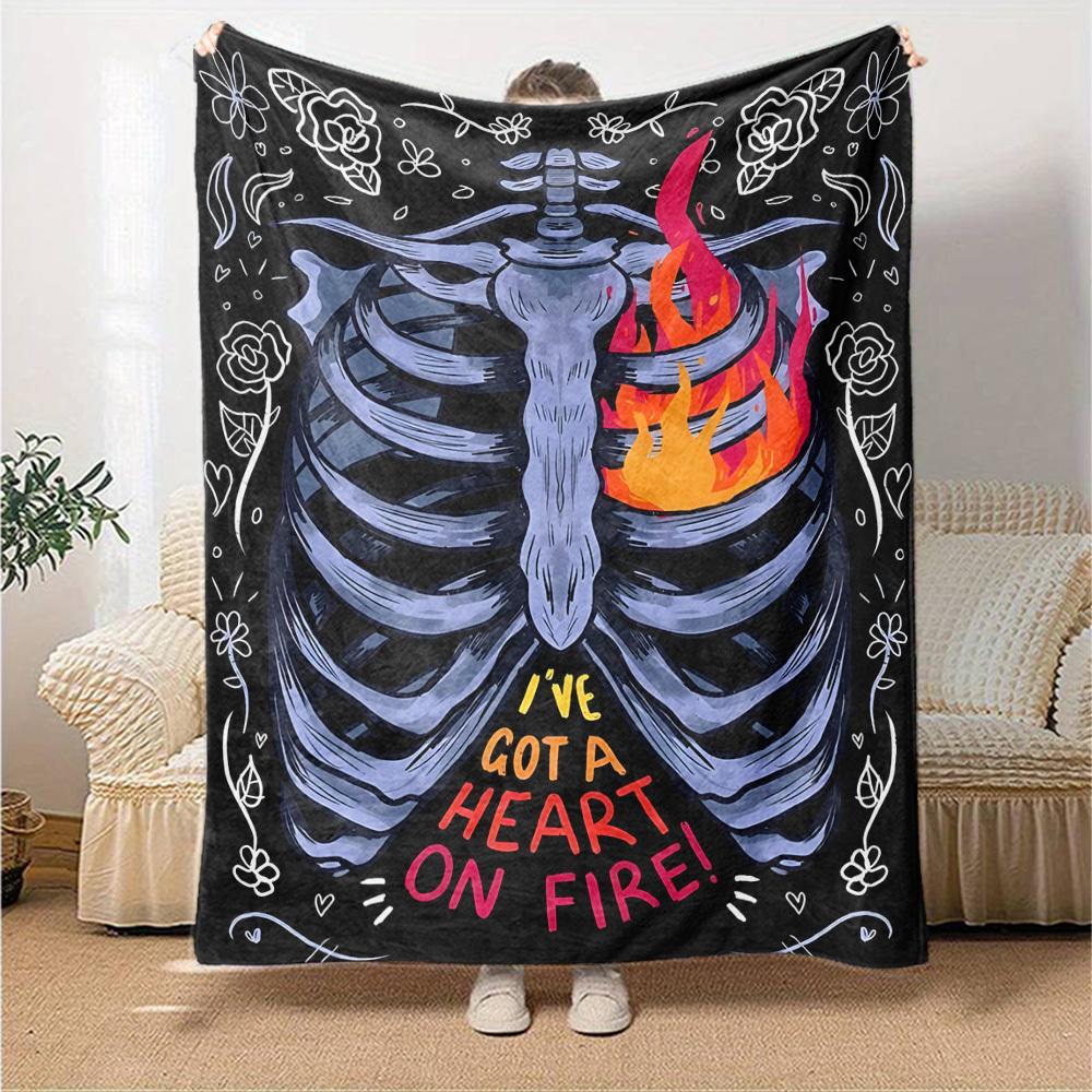 1 Stück Drachen-Gitarre-Themen-Decke Weiche Flanelldecke für alle Jahreszeiten Gemütliche Überwurfdecke mit kräftigem Grafikdruck, Reise- oder Urlaubsgeschenk für Familie & Freunde