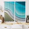 2pcs HD stereo wave beach decorative curtain Blue digital printed curtain Home decoration style decoration living room bedroo