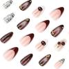 Hot-selling Black and White Zebra Pattern Wearing Nail 3D Three-dimensional Cherry Manicure Nail Piece French Red Fake Nail
