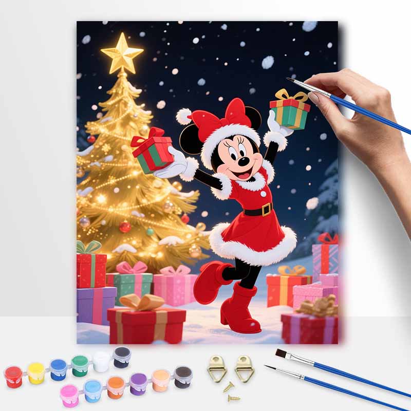 Disney Christmas Minnie Oil Painting Hand Painting Art Kit Coloring Painting Handmade Diy Home Decoration Gift
