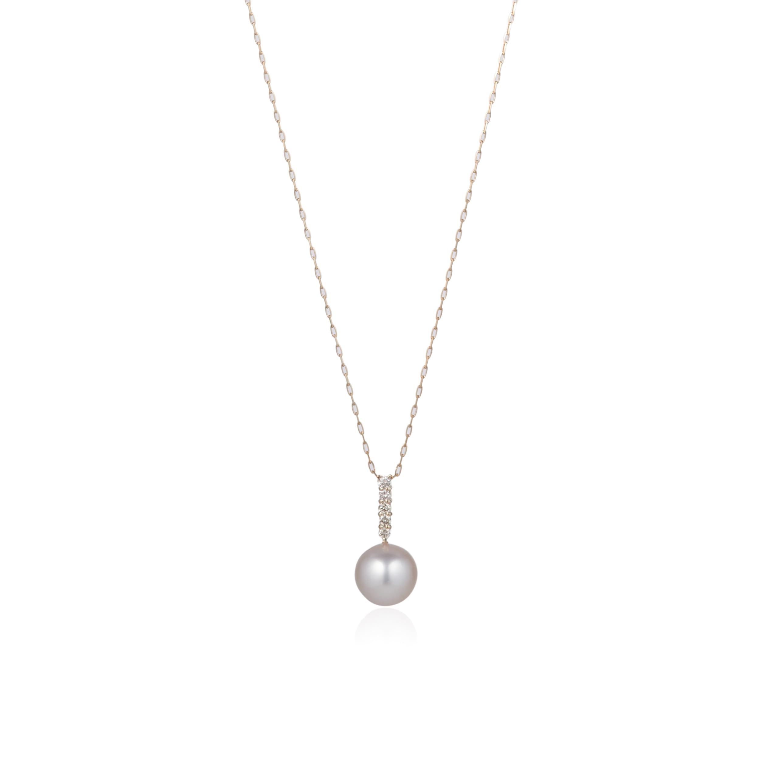 

K10 Yellow Gold Akoya Pearl Diamond Necklace Pendant [Wisp] (FPCWP30005) золотий