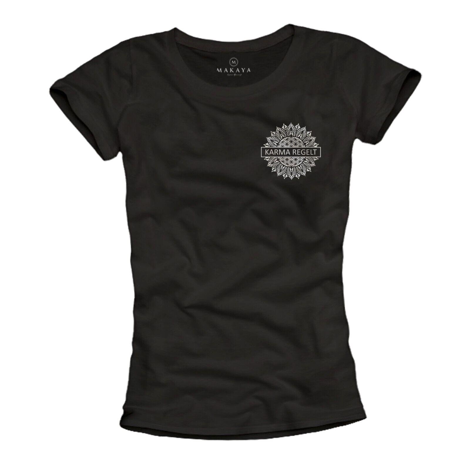 26 Ladies Shirt with Back Print Back Print Karma Top Black Summer Print Mysticism- Unisex T-Shirt M