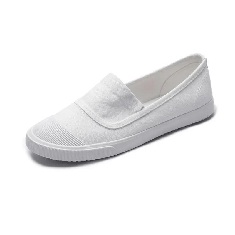 

One Foot Canvas Pedal Lazy Shoes для женщин 2024 Весна Новые Универсальные Маленькие Белые Туфли Женские Туфли На Плоской Подошве Zapatos 44 белый