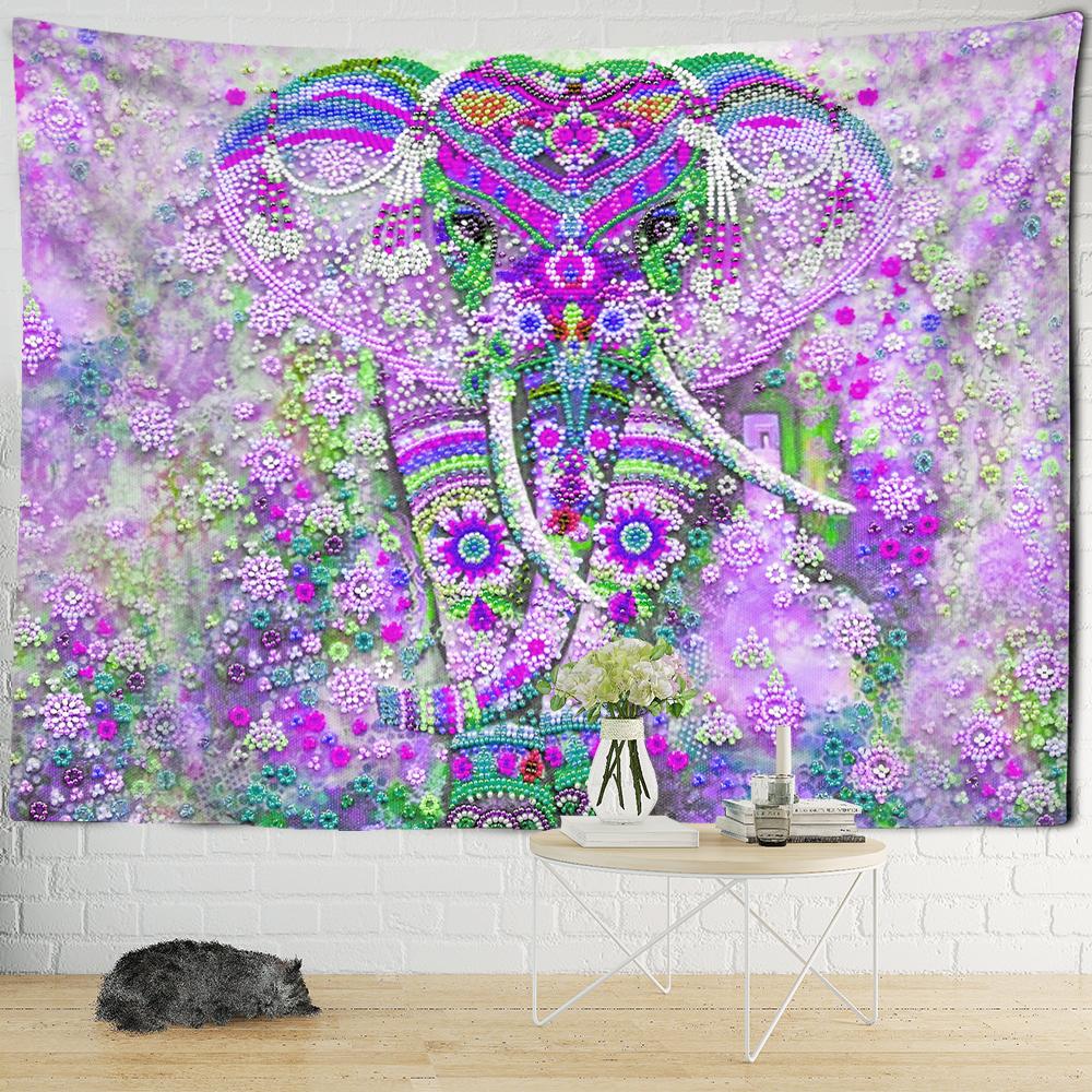

Гобелен со слоном в виде мандалы, настенный красочный рисунок, богемный тропический пейзаж, домашний декор для гостиной, ткань 230x150cm