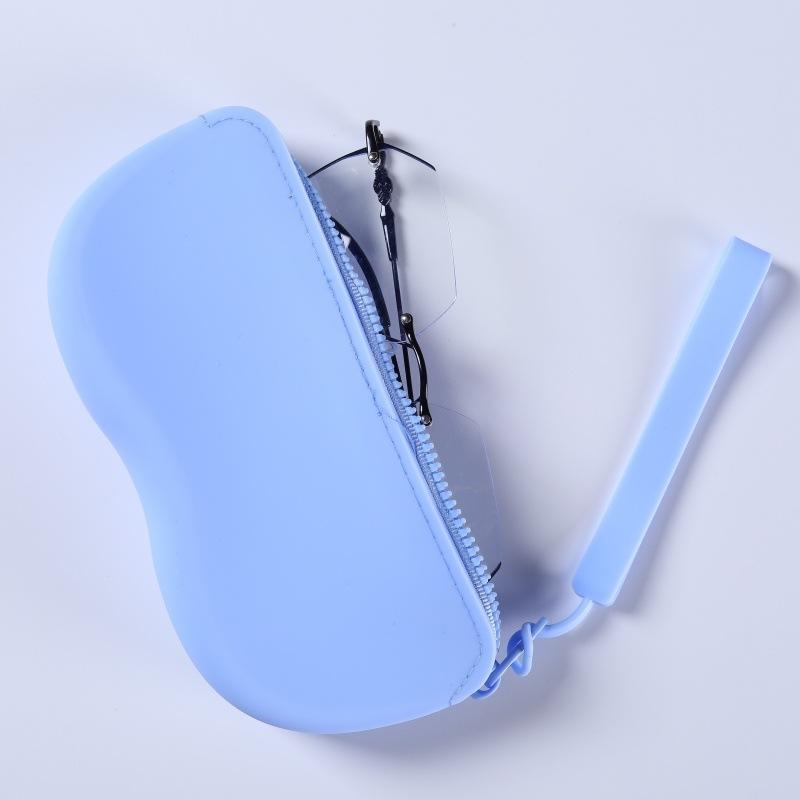 Women Girls Dustproof Glasses Box for Women Men Solid Colour Silicone Zipper Glasses Storage Waterproof Bag Cosmetic Coin Bag