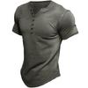 Summer Short Sleeve Men's T Shirts Men Tee Buttons V Neck T-Shirt Man Solid Top