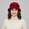 Plush Woolen Hat Flower Warm Fisherman Hat Retro Floral Knitted Bucket Hat  Autumn and Winter