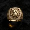 Anello Sigillo Leone Maestoso in Argento S925 Dorato Uomo Vintage Inciso Intarsio Zircone 5A Anello Stile Europeo e Americano Accessori Moda