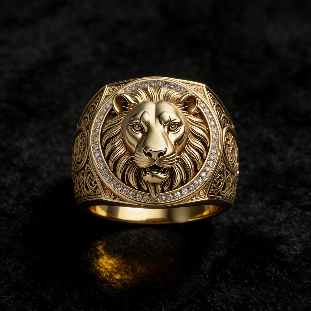 Anello Sigillo Leone Maestoso in Argento S925 Dorato Uomo Vintage Inciso Intarsio Zircone 5A Anello Stile Europeo e Americano Accessori Moda